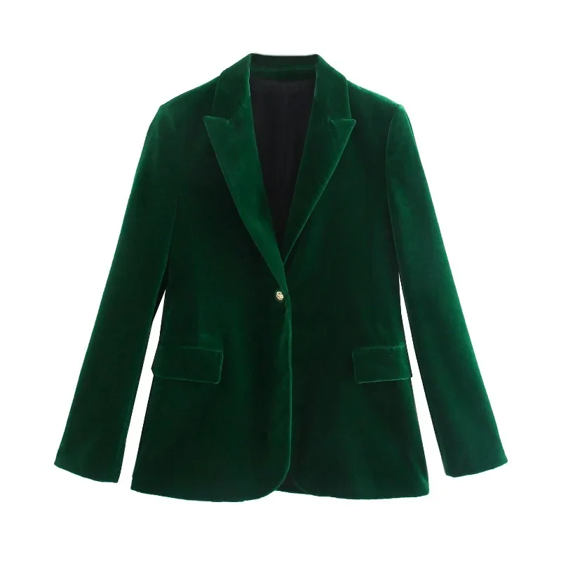 Velvet Blazer Vintage - Elegante fluwelen damesblazer mode kantoorkleding knopen-up