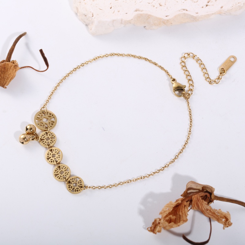 Vintage Fashion Market - 1 stuk roestvrijstalen enkelband met 18K