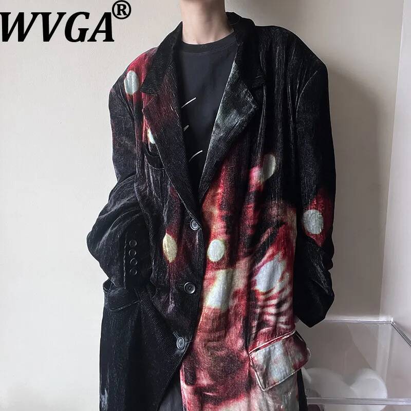 Velvet Blazer Vintage - WVGA Lente Herfst Nieuwe Mannen Darkwear