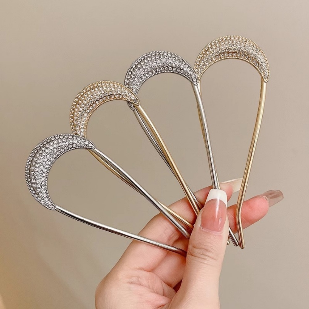Vintage Fashion Shop - 1/2 Stuks U-vormige Kristallen Haarspelden Haar