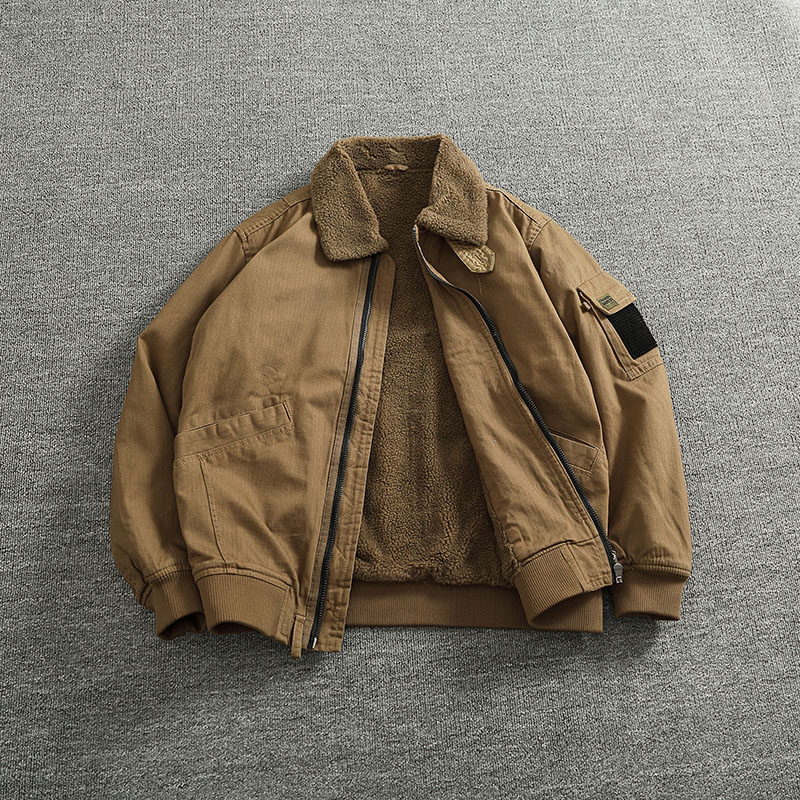 Velvet Blazer Vintage - Cargo katoenen jas imitatie lamsfluweel warme