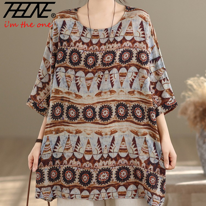 Vintage Fashion Fabrics - THHONE Plus Size Mode Zomer Damesblouse