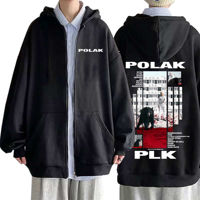 Vintage Fashion Pop Up - Rapper Plk Polak Print Rits Hoodie