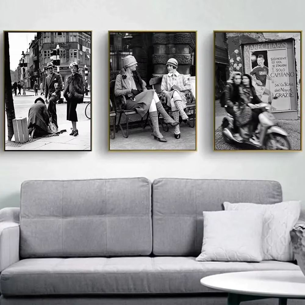 Vintage Fashion Paris - Mode Zwart-wit Vintage Fotografie Print Italië