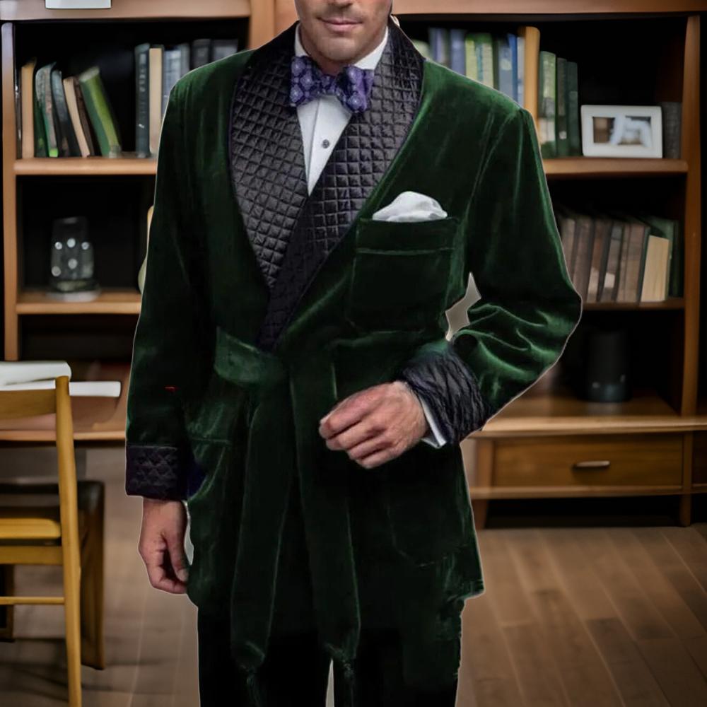 Velvet Blazer Vintage - Groen Fluwelen Roken Colberts voor Mannen