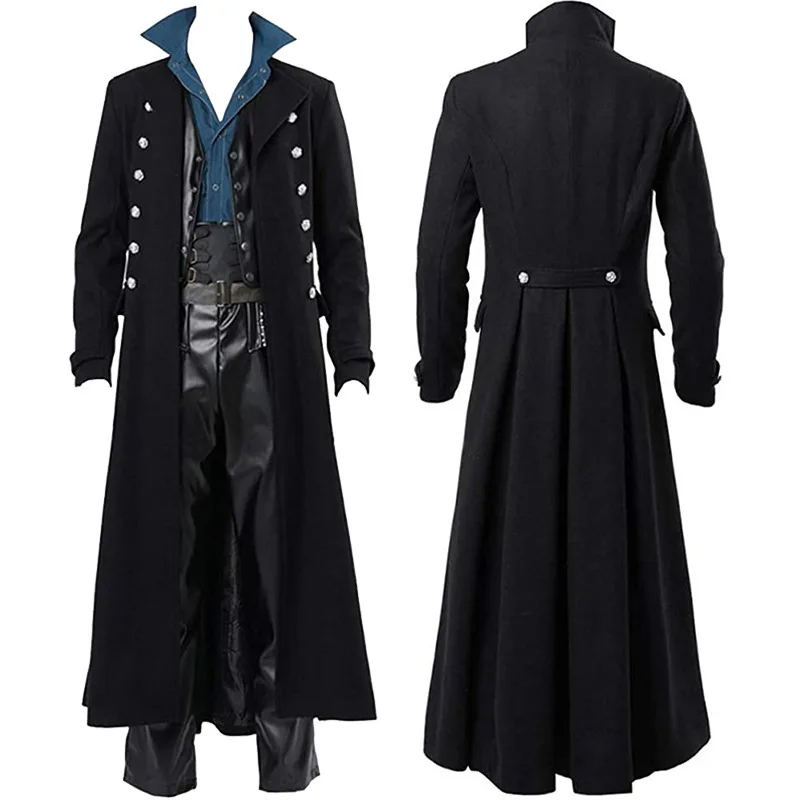 Vintage Trench Coat - Middeleeuws Renaissance Kostuum Heren Steampunk Vintage