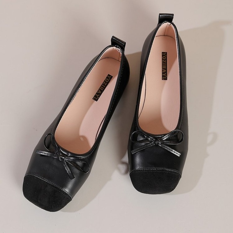 Vintage Fashion Ladies - Dames Kleurblok Vierkante Teen Ballet Flats