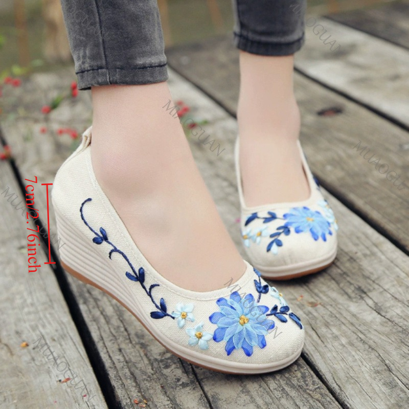 Geborduurde dames comfort wedg - Vintage Fashion Ladies recensie en prijs