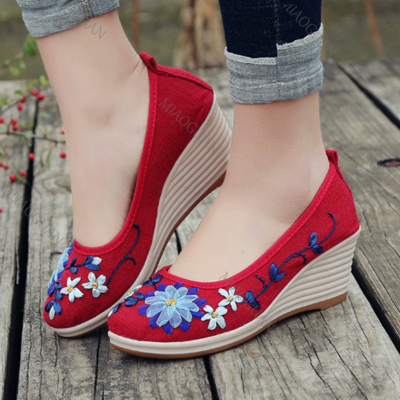Geborduurde dames comfort wedg - Vintage Fashion Ladies recensie en prijs