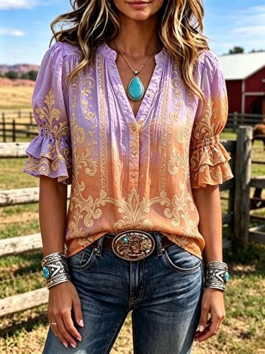 Dames Western Tie-Dye Gradient - Tie Dye Shirt Vintage recensie en prijs