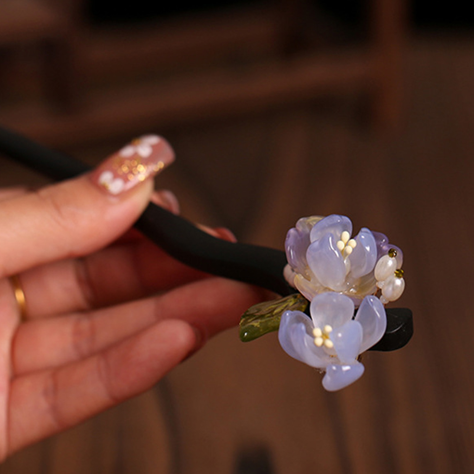 Vintage houten bloem haarspeld - Vintage Fashion Shop recensie en prijs